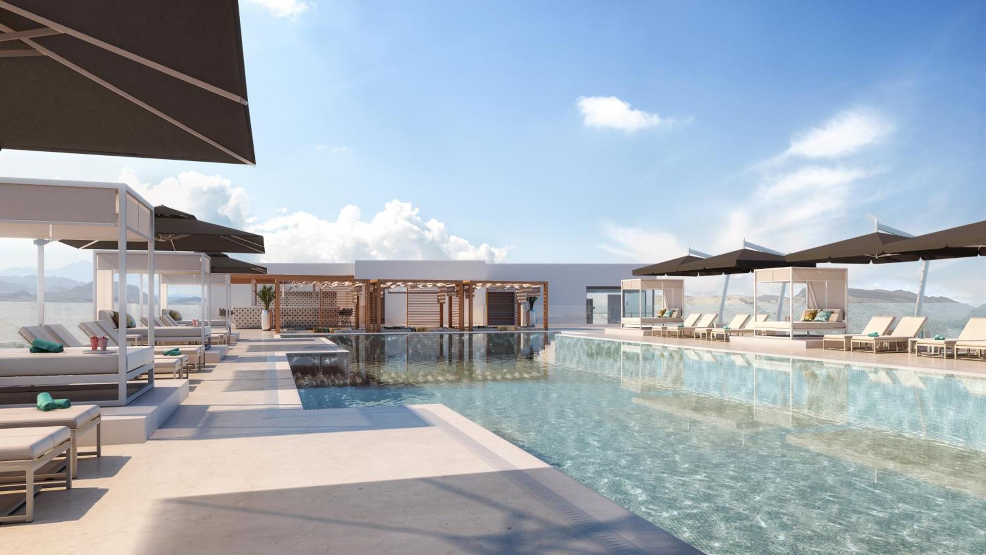 Moevenpick Hotel & Apartments Ghala Маскат Экстерьер фото The rooftop pool at the hotel